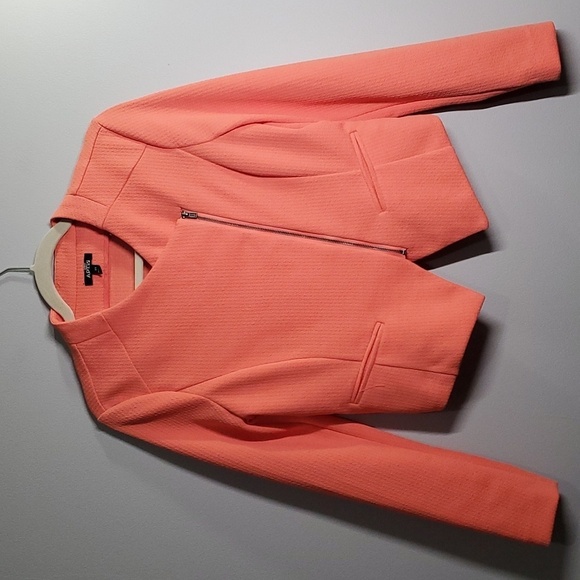 Apt. 9 Blazer Women's Size Xs x-small Coral asymmetrical zipper 100% polyester - Picture 7 of 11
